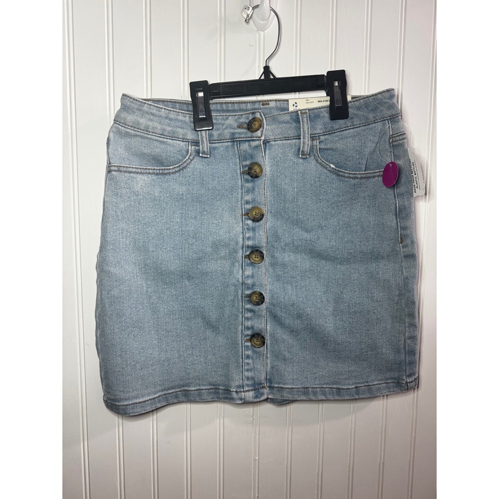 Arizona Jean Co Womens Light Wash Button Front Denim Mini Skirt Size 7 NWT